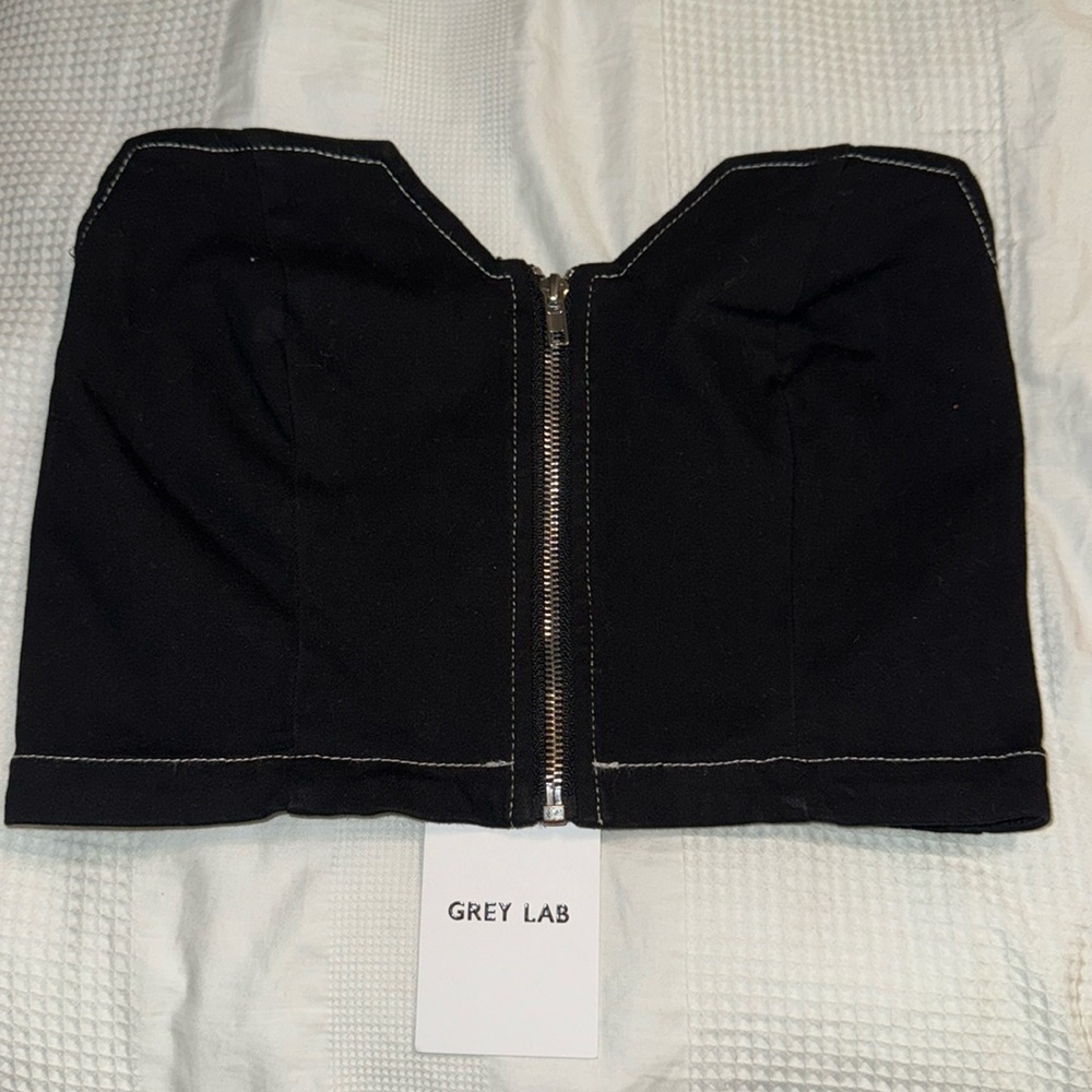 Grey Lab Strapless Top- Black, Size Small